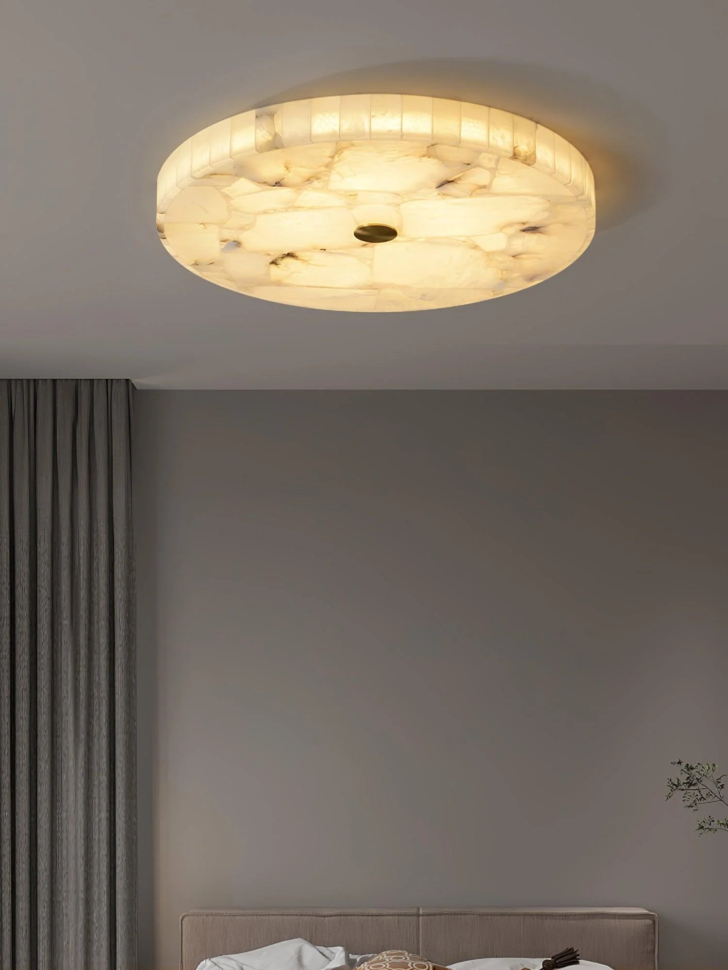 Plafonnier Rond en Marbre Albâtre — Applique Plafond Style Moderne | LUEUR™