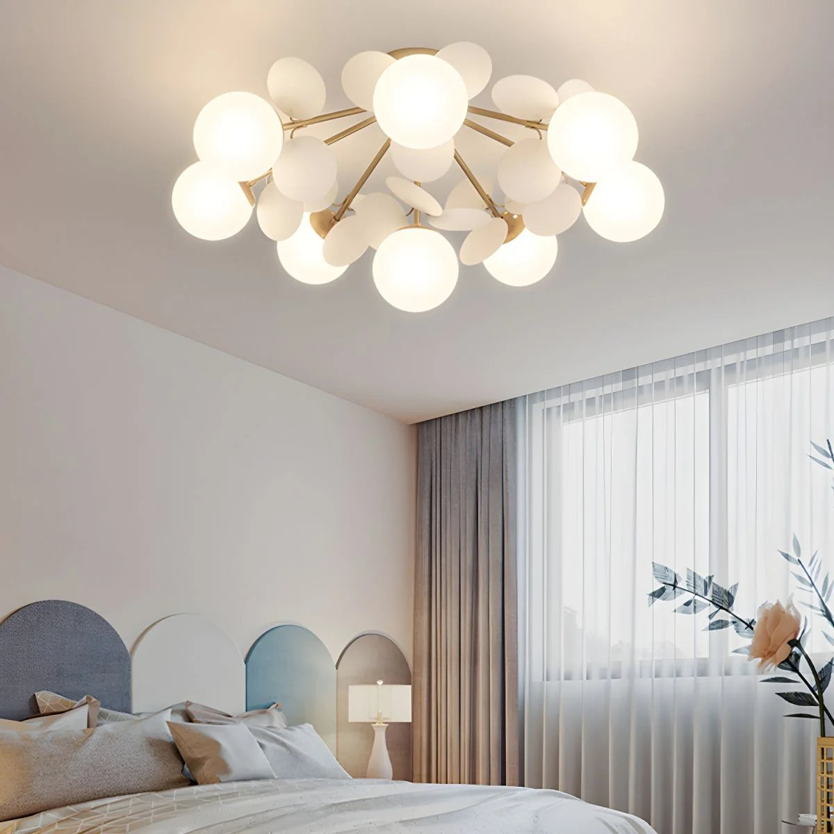 Plafonnier Design Fleur Multicolore Bulles de Verre pour Salon & Chambre | FLEUR™