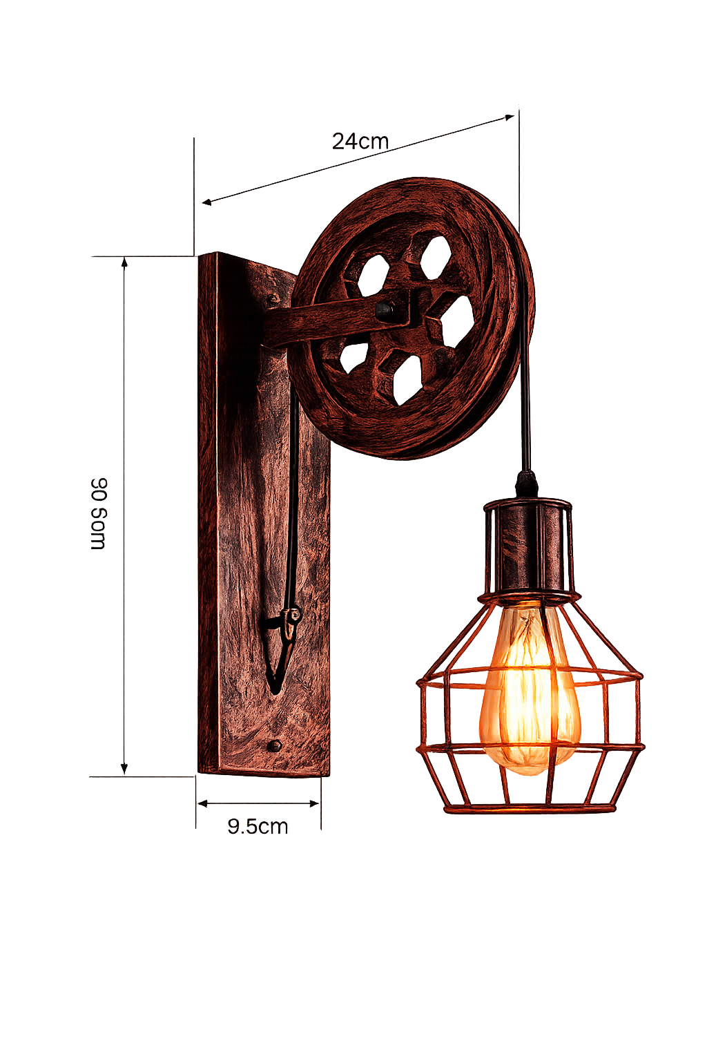 Applique Murale Industrielle Poulie Ajustable — Fer Forgé Style Atelier Américain | POULIE™