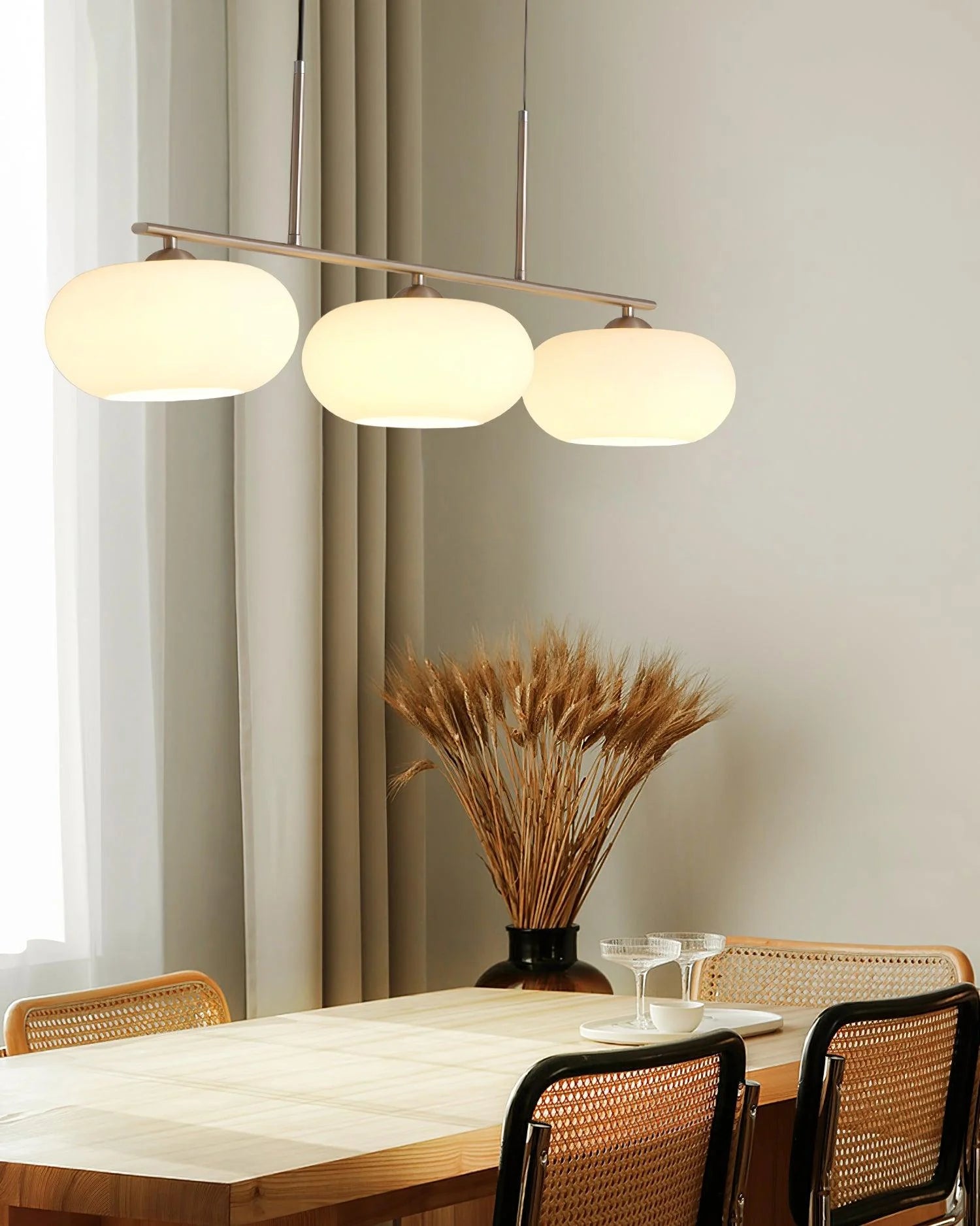 Suspension Globes en Verre Dépoli — Lustre 3 Bras Style Nordique | KAKI™