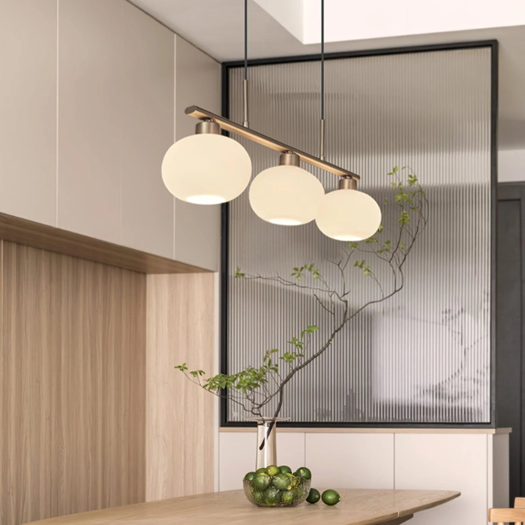 Suspension Globes en Verre Dépoli — Lustre 3 Bras Style Nordique | KAKI™