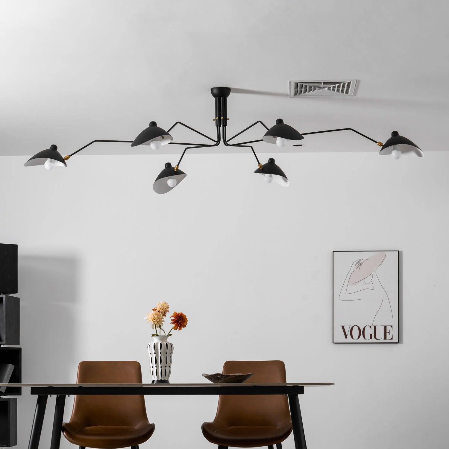 Plafonnier Design Multi-Bras Sculptural Noir & Blanc pour Salon & Salle à Manger | PIEUVRE™