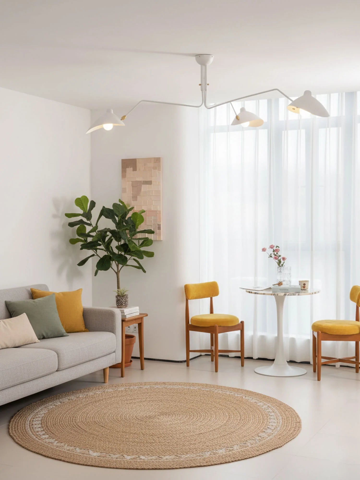 Plafonnier Design Multi-Bras Sculptural Noir & Blanc pour Salon & Salle à Manger | PIEUVRE™