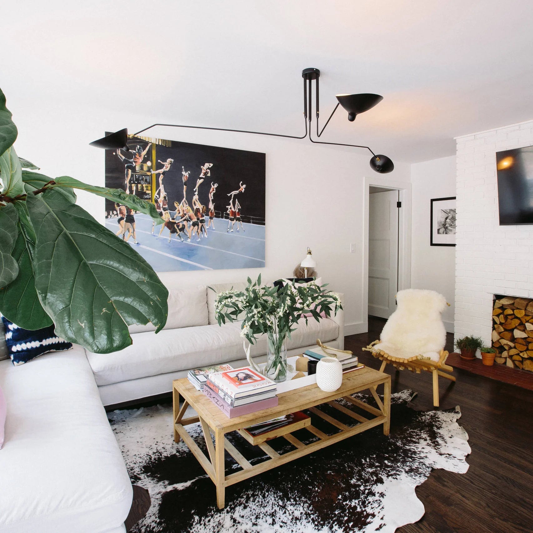 Plafonnier Design Multi-Bras Sculptural Noir & Blanc pour Salon & Salle à Manger | PIEUVRE™