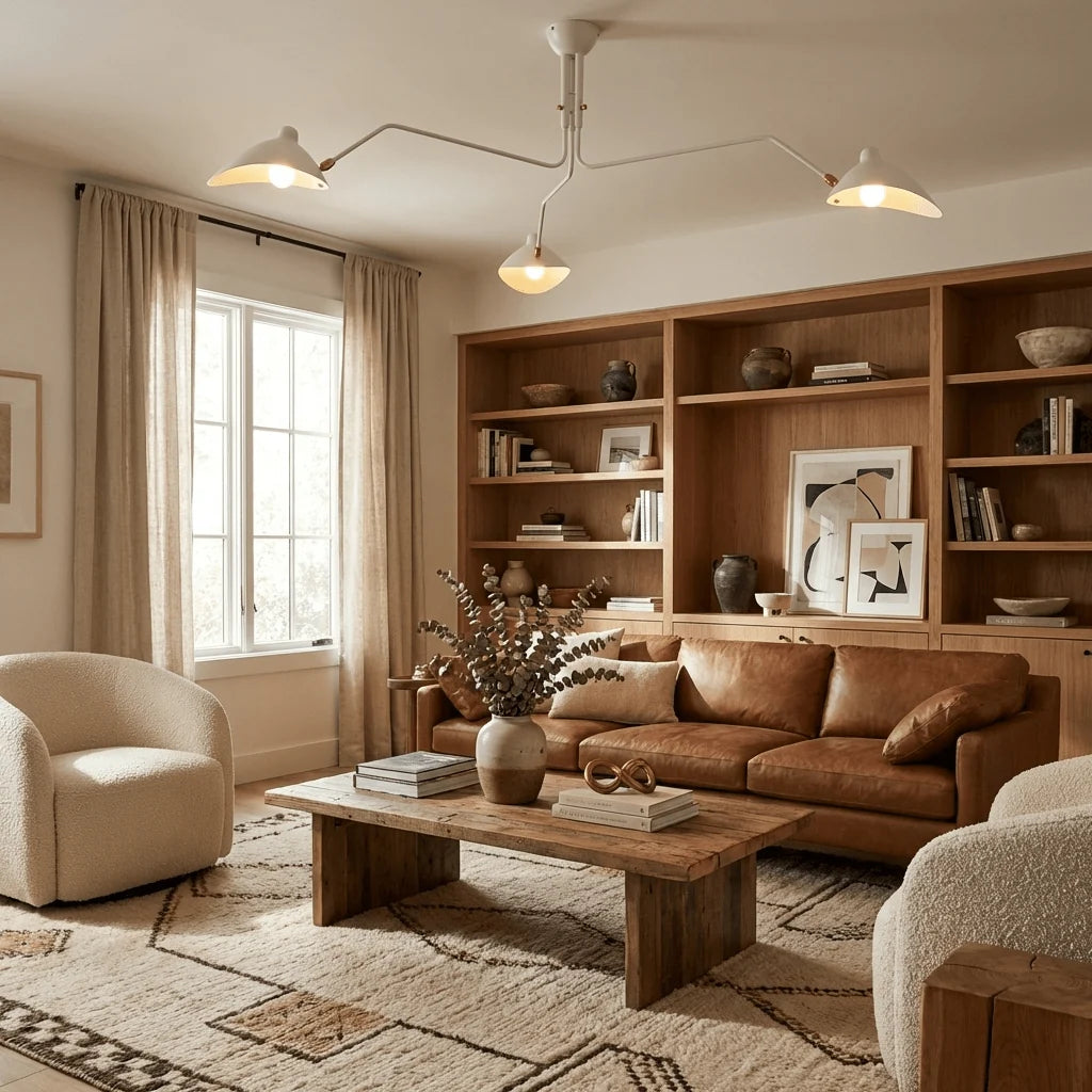 Plafonnier Design Multi-Bras Sculptural Noir & Blanc pour Salon & Salle à Manger | PIEUVRE™