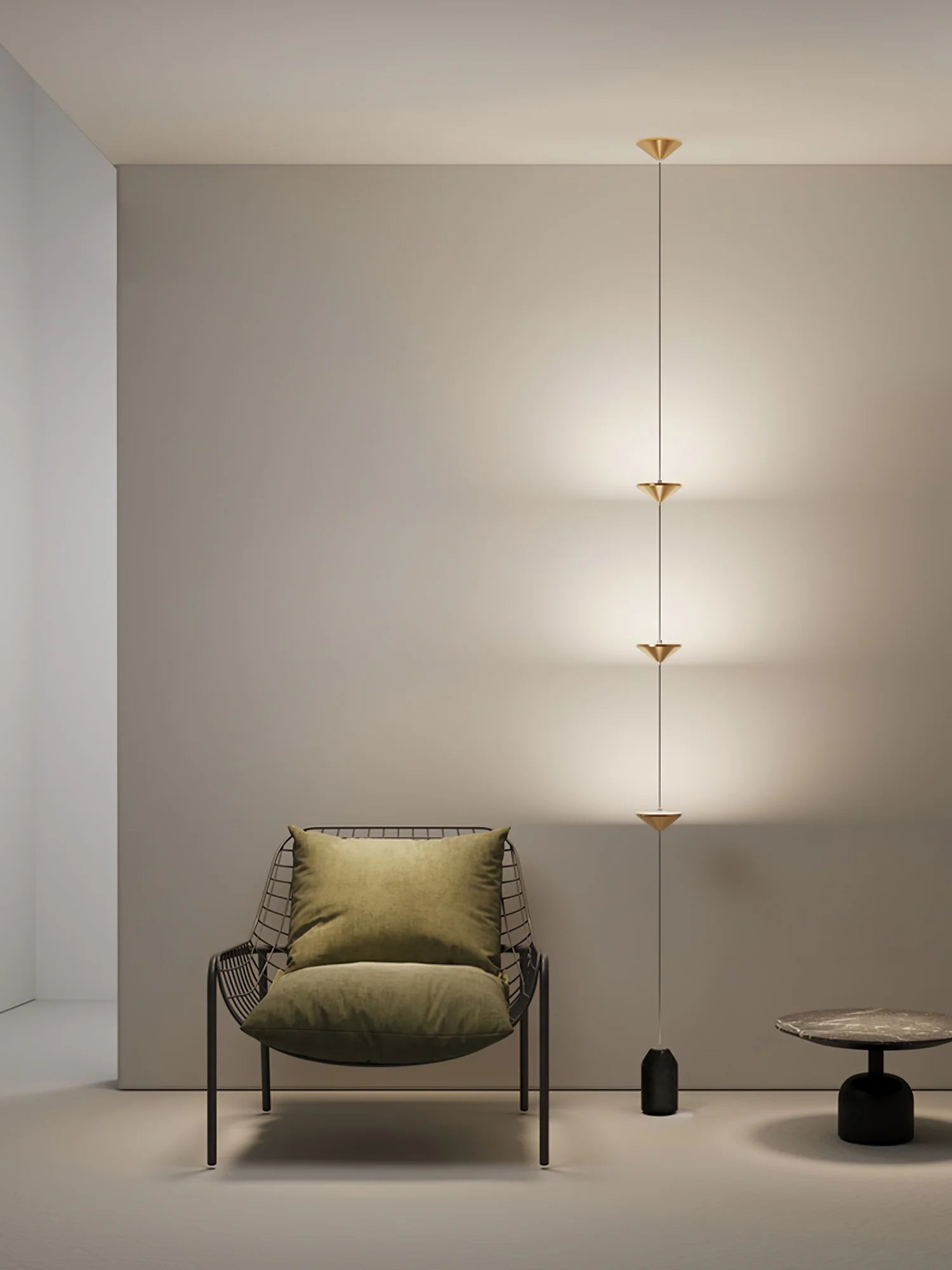 Lampadaire Design Colonne Multi-Têtes Or & Noir pour Salon & Bureau | COLONNE™