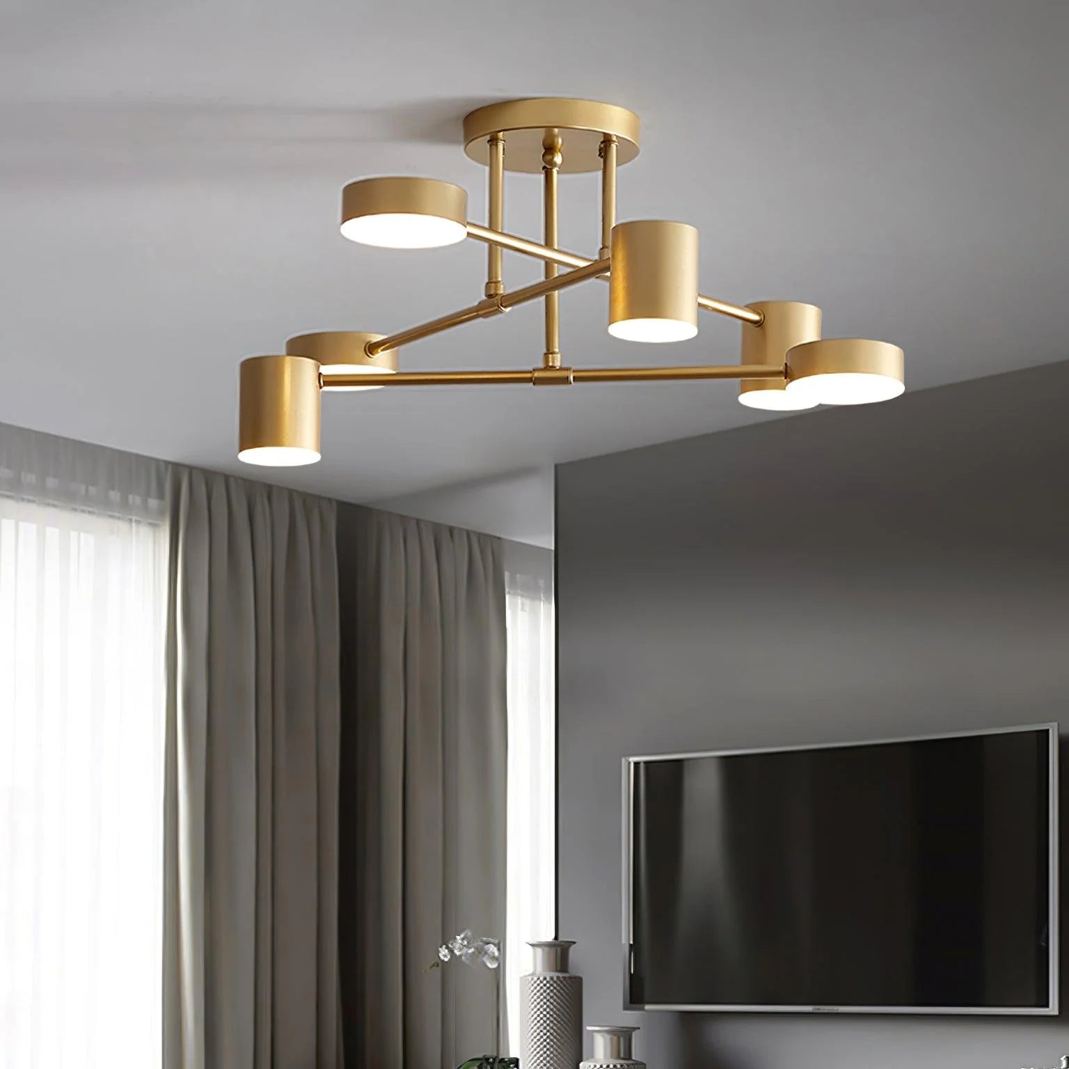 Lustre Semi-Encastré 6 Bras en Fer — Plafonnier Style Moderne | ÉTOILE™