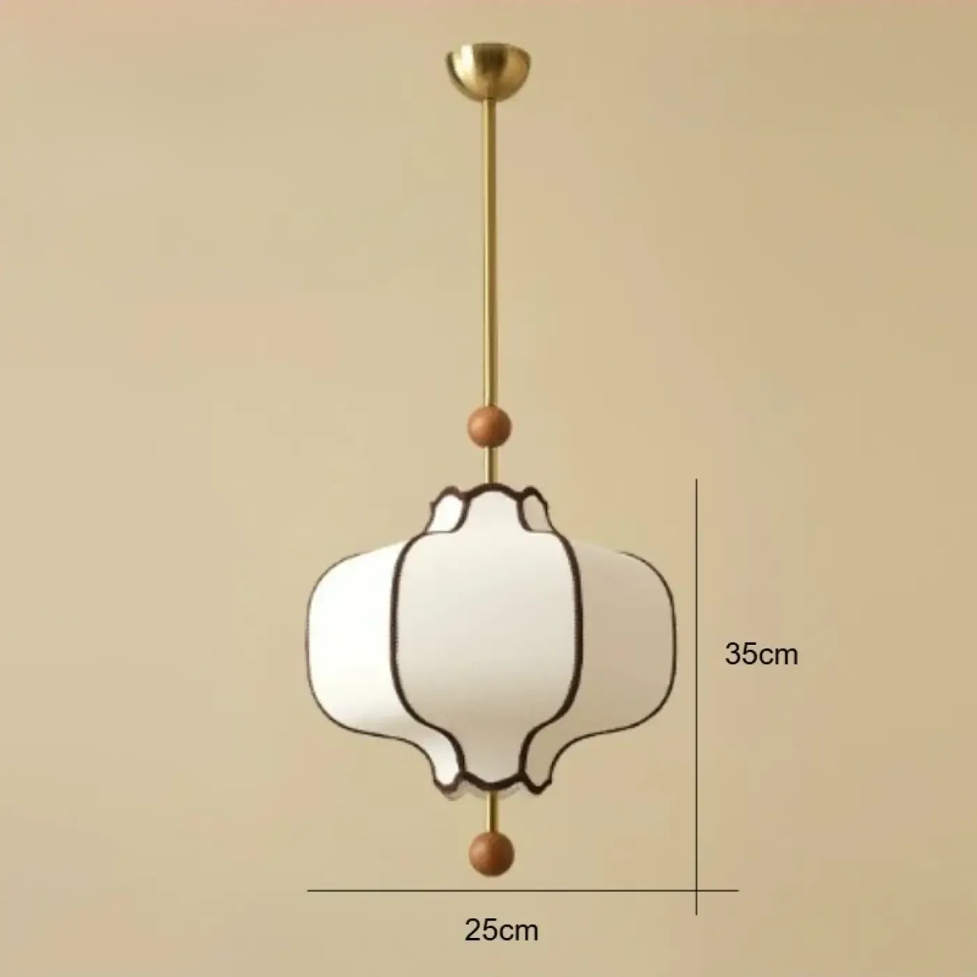 Suspension Lanterne en Tissu et Laiton — Lustre Vintage Style Japonais Chic | KOTO™