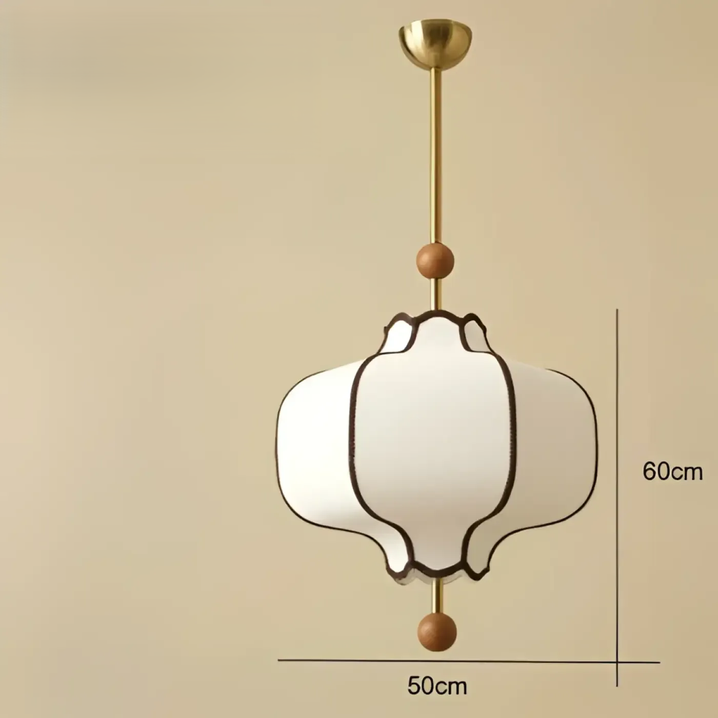 Suspension Lanterne en Tissu et Laiton — Lustre Vintage Style Japonais Chic | KOTO™