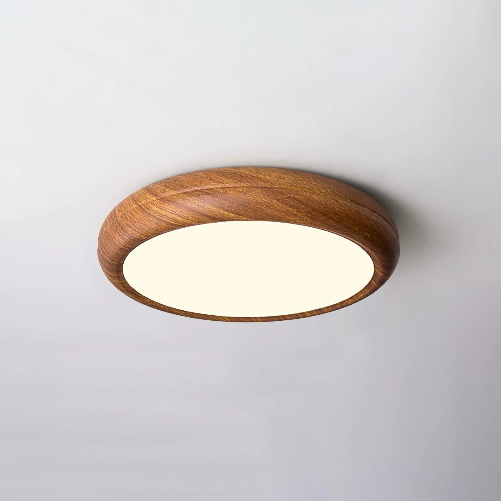Plafonnier Rond Effet Bois Noyer — Lampe Plafond Style Moderne Créatif | AUBIER™