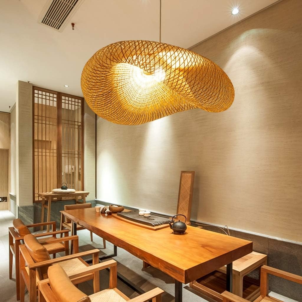 Suspension Design en Bambou Tressé Main — Luminaire Organique Style Japandi XXL | AMAYA™