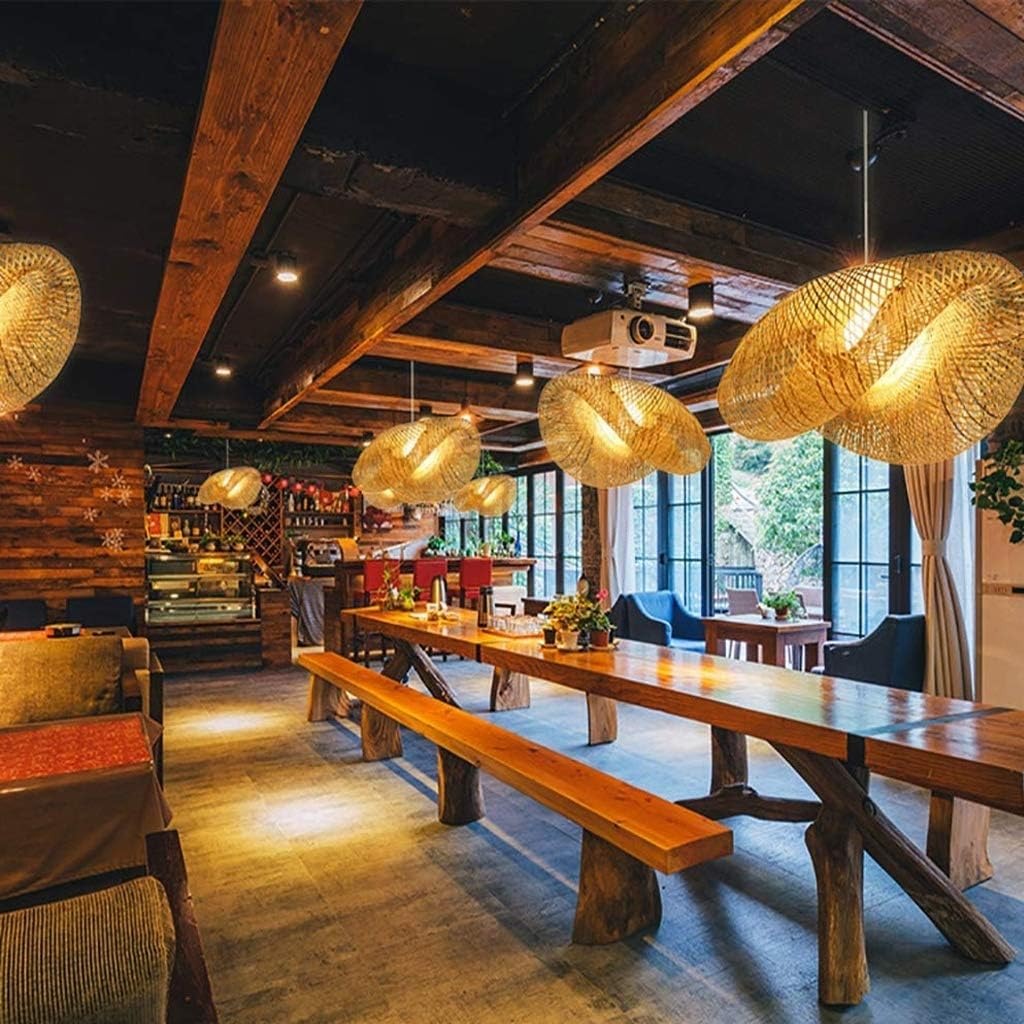 Suspension Design en Bambou Tressé Main — Luminaire Organique Style Japandi XXL | AMAYA™