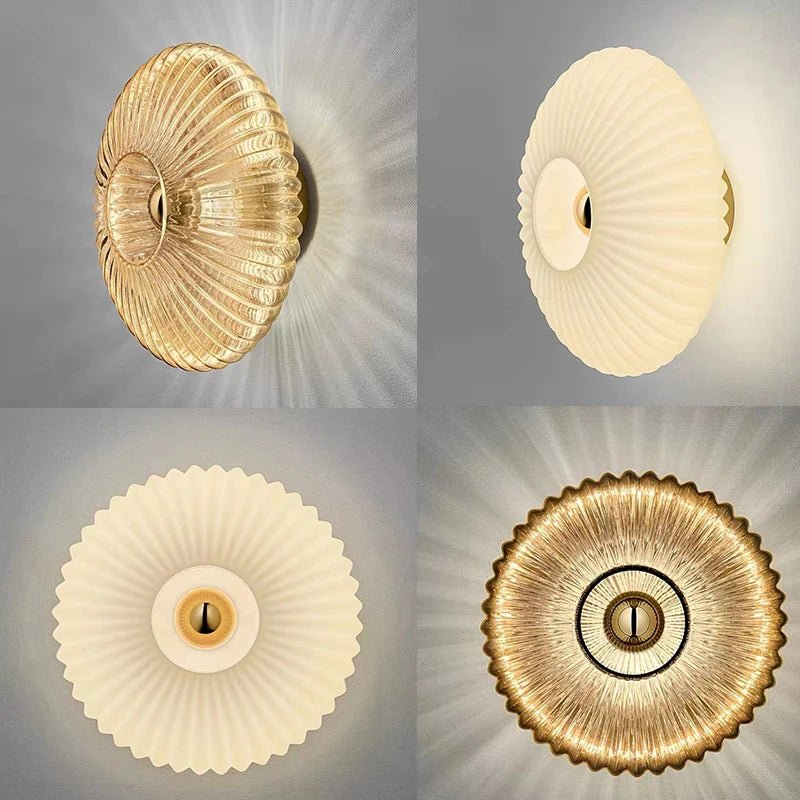Applique et Plafonnier Coquillage en Verre Strié — Rétro Nordique | OURSIN™ - Lampes Design