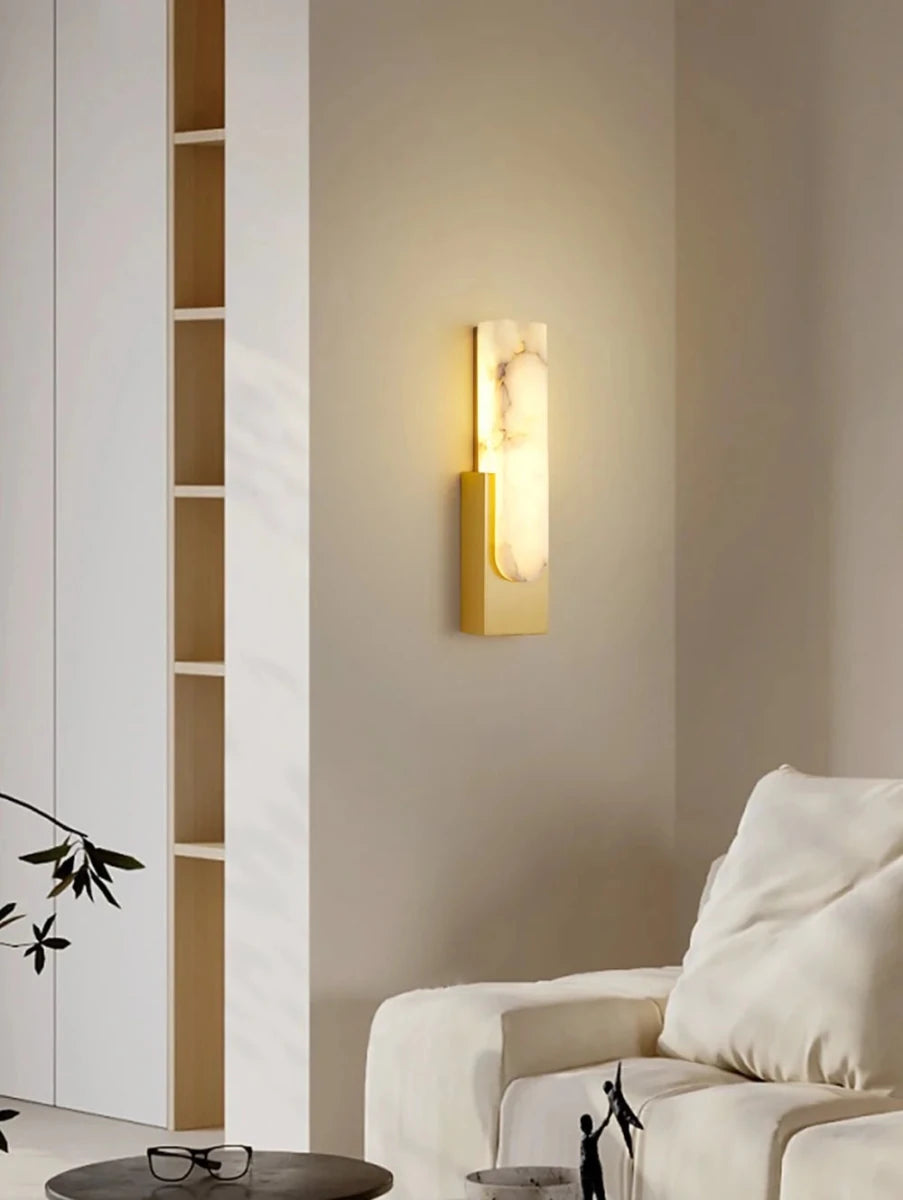 Applique Murale Barre en Marbre — Lampe Chevet Style Nordique Luxe | ONYX™ - Lampes Design