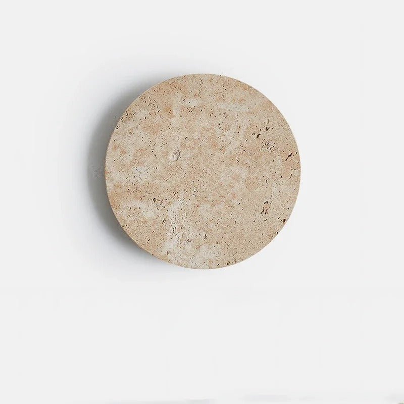 Applique Murale Disque en Travertin Naturel — Halo LED Rétroéclairé Wabi-Sabi | HALO™ - Lampes Design