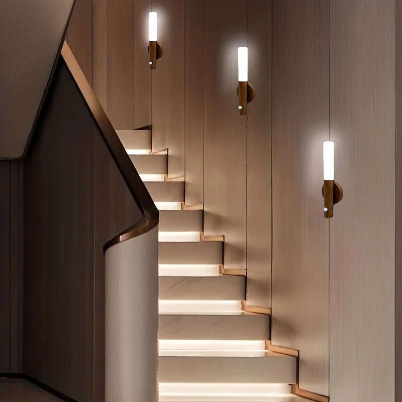 Applique Murale LED en Bois Rechargeable — Capteur de Mouvement et Fixation Magnétique | SENSO™ - Lampes Design