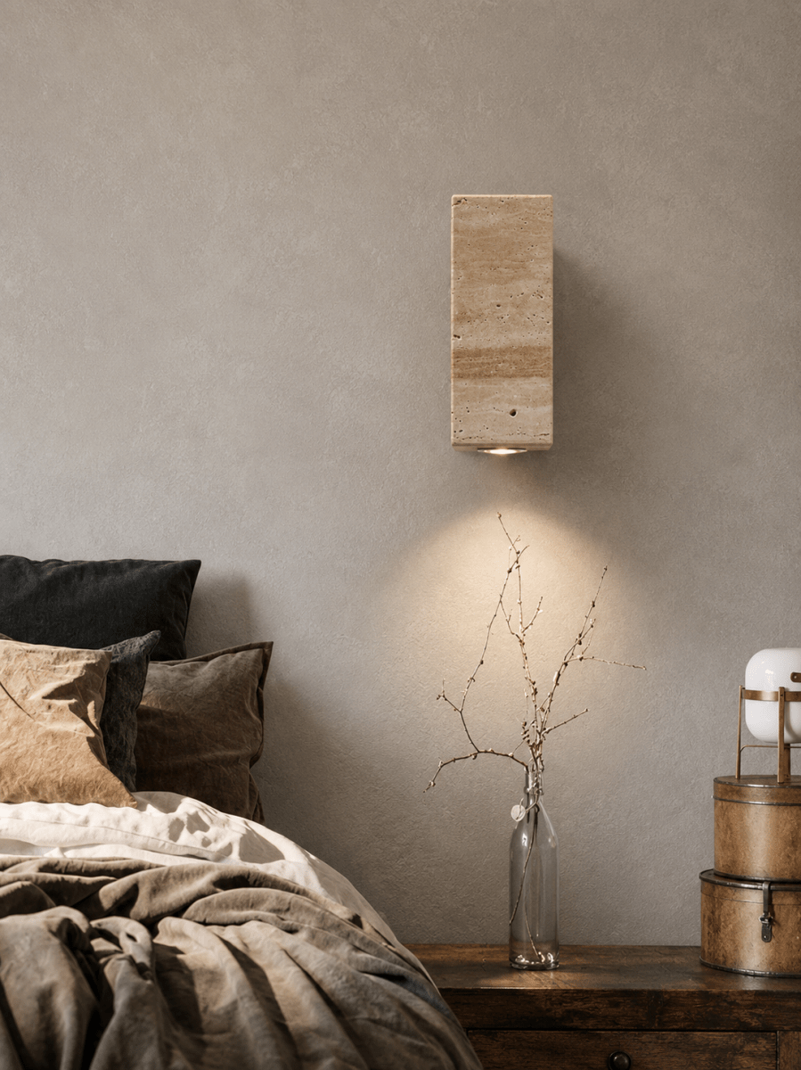 Applique Murale Marbre Jaune Wabi-Sabi — Luminaire Travertin Style Japonais | SATORI™ - Lampes Design