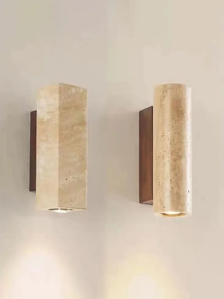Applique Murale Marbre Jaune Wabi-Sabi — Luminaire Travertin Style Japonais | SATORI™ - Lampes Design