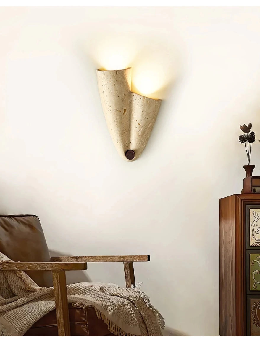 Applique Murale Pierre & Bois Asymétrique — Lampe Style Wabi-Sabi Rétro | FALAISE™ - Lampes Design