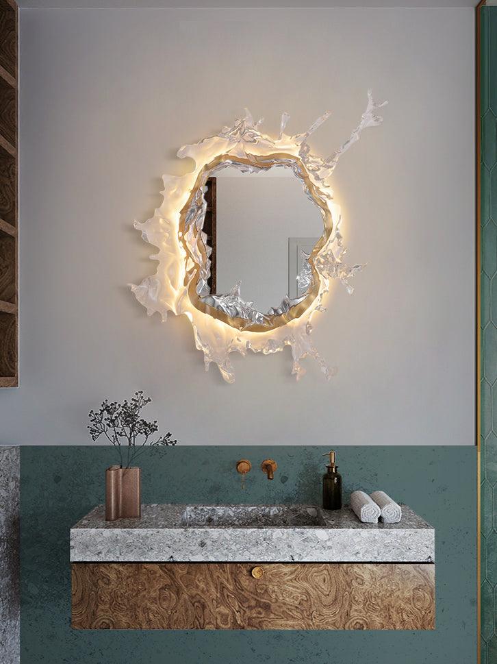 Applique Murale Verre Cintré Façon Éclaboussure — Lampe Miroir Style Art Moderne | ÉCUME™ - Lampes Design
