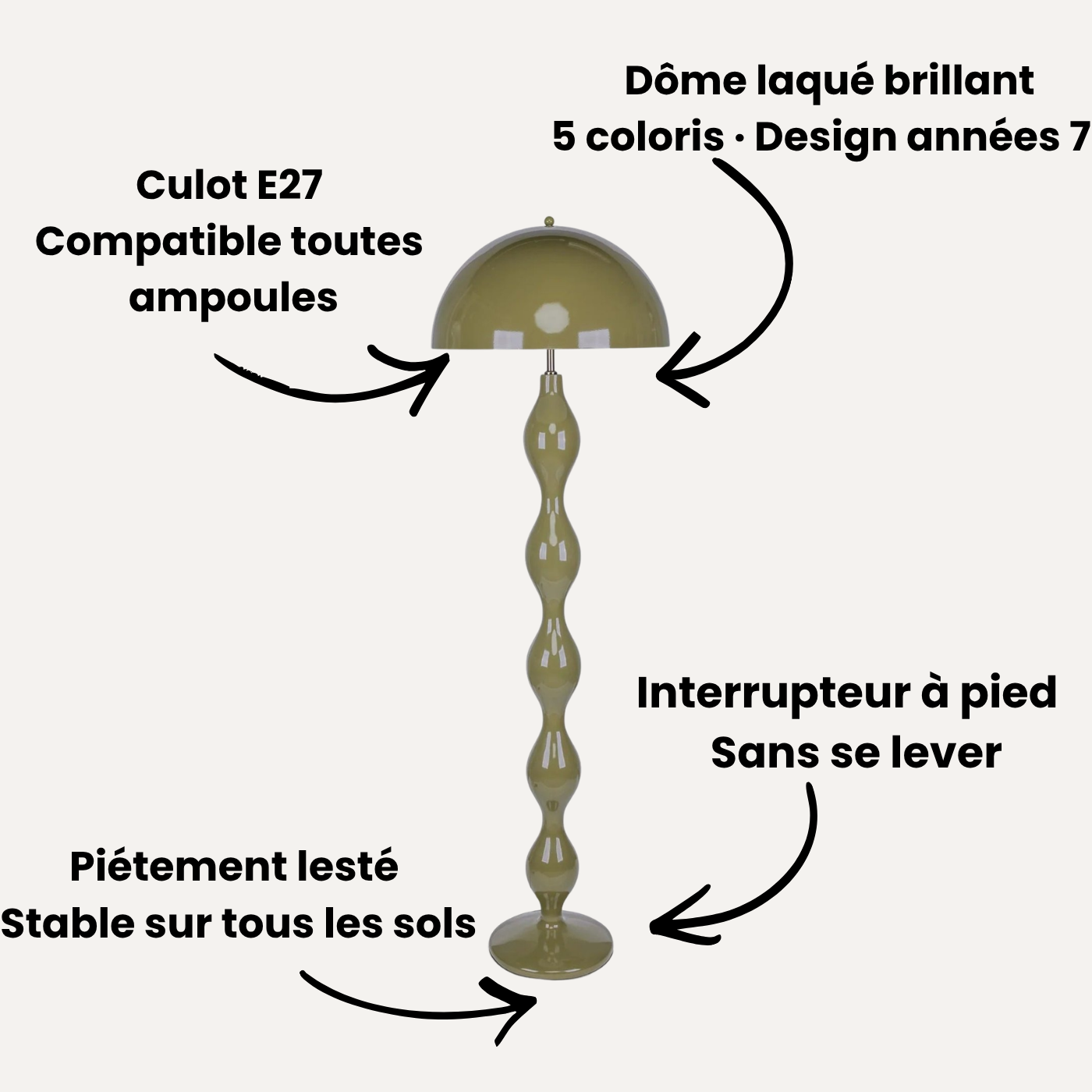Lampadaire Design Sculptural Dôme Laqué | DOMO™