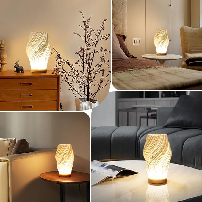 lampe de table Selena Wavecloud au design ondulé moderne et éclairage doux