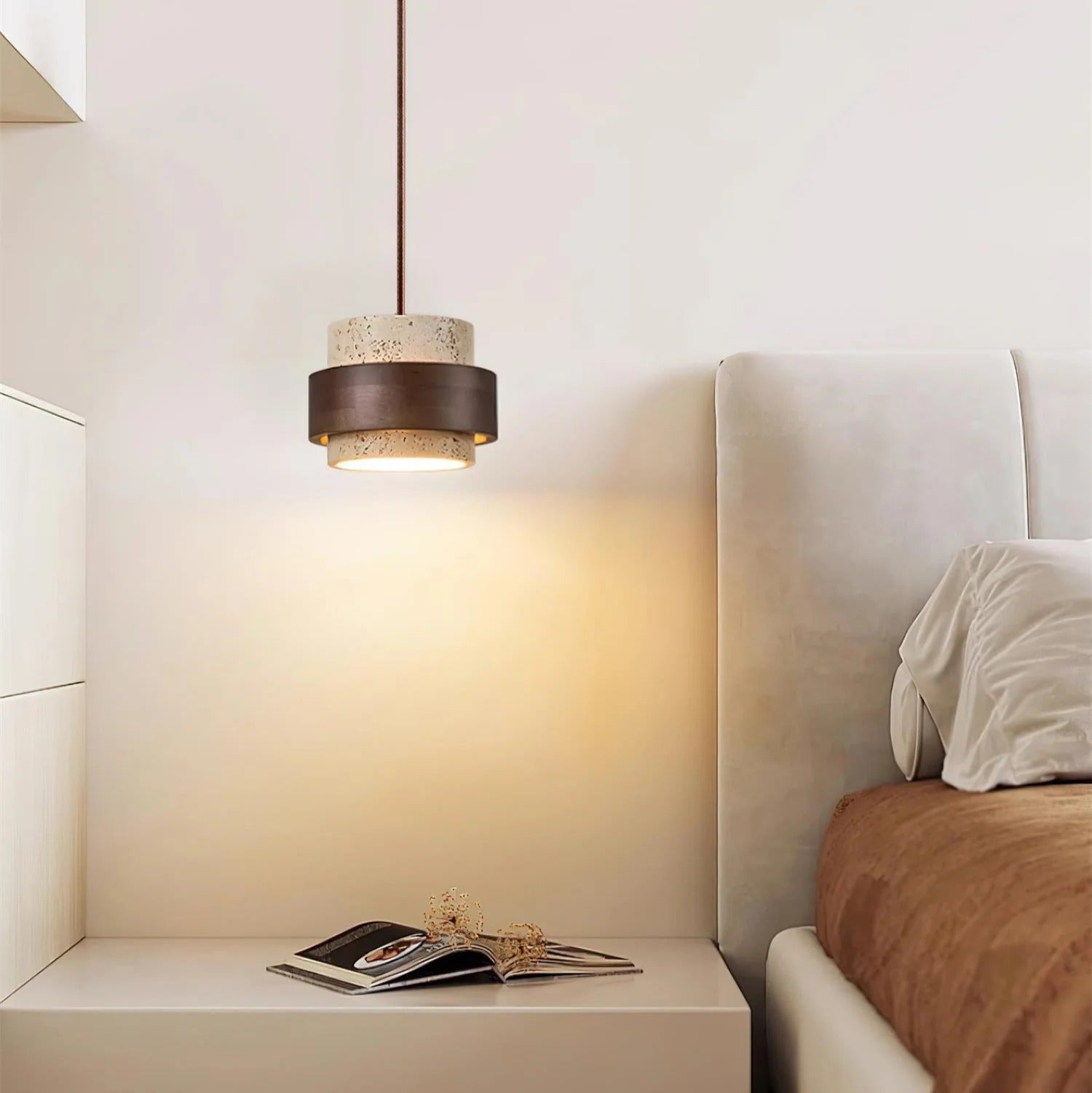 Suspension Design en Bois et Travertin — L'OASIS™