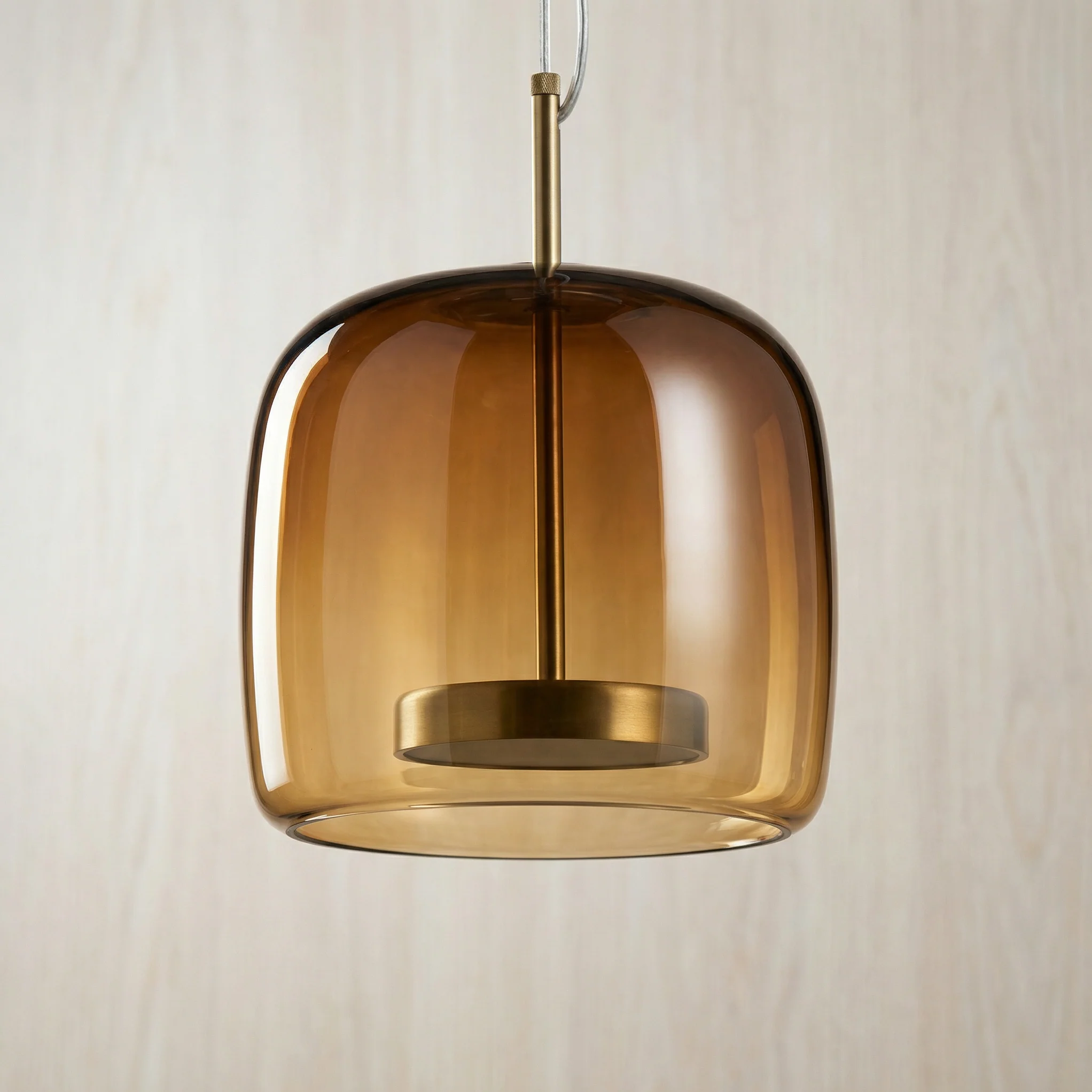 Suspension Luminaire en Verre Ambrée | LED Dimmable Design Contemporain