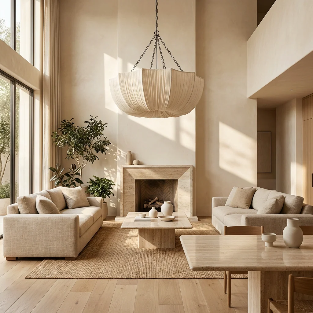 Lustre Suspension Plissée Style Japonais en Tissu et Chaîne de Fer - Luminaire Rétro E27