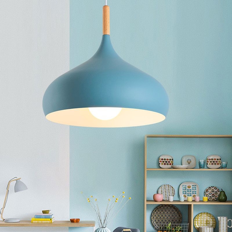 Suspension Champignon Style Scandinave en Métal et Bois - Luminaire Design E27