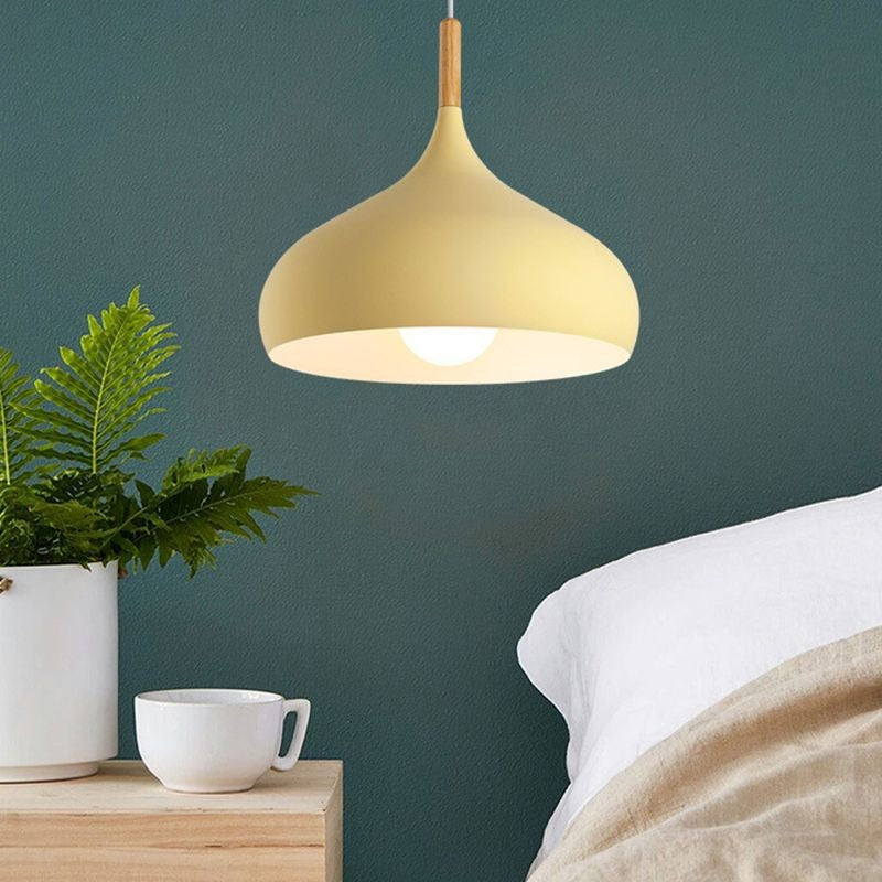 Suspension Champignon Style Scandinave en Métal et Bois - Luminaire Design E27