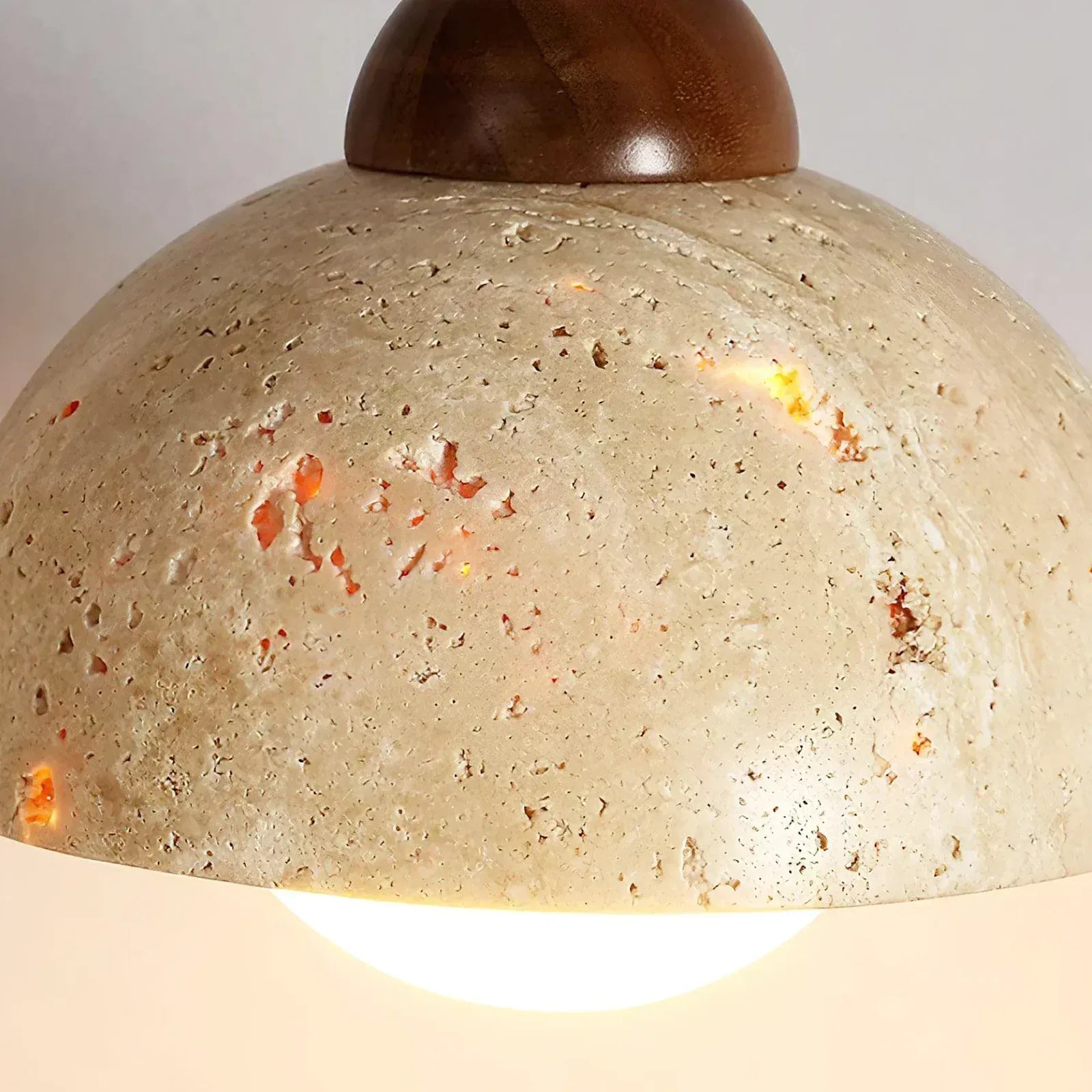 Suspension en Pierre de Travertin Minimaliste - Style Wabi-Sabi Champignon