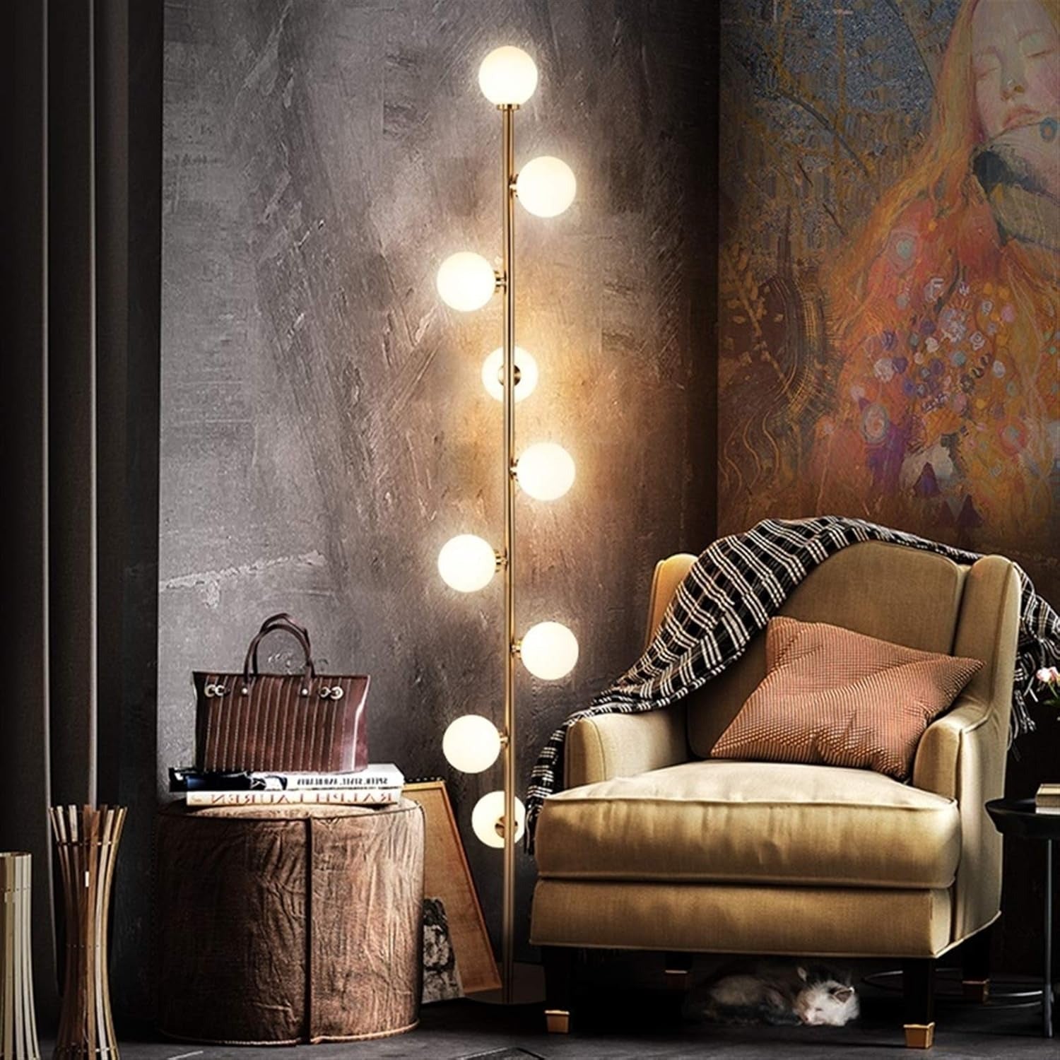Lampadaire Design Nordique 9 Globes en Verre Doré | Magic Beans - Lampes Design