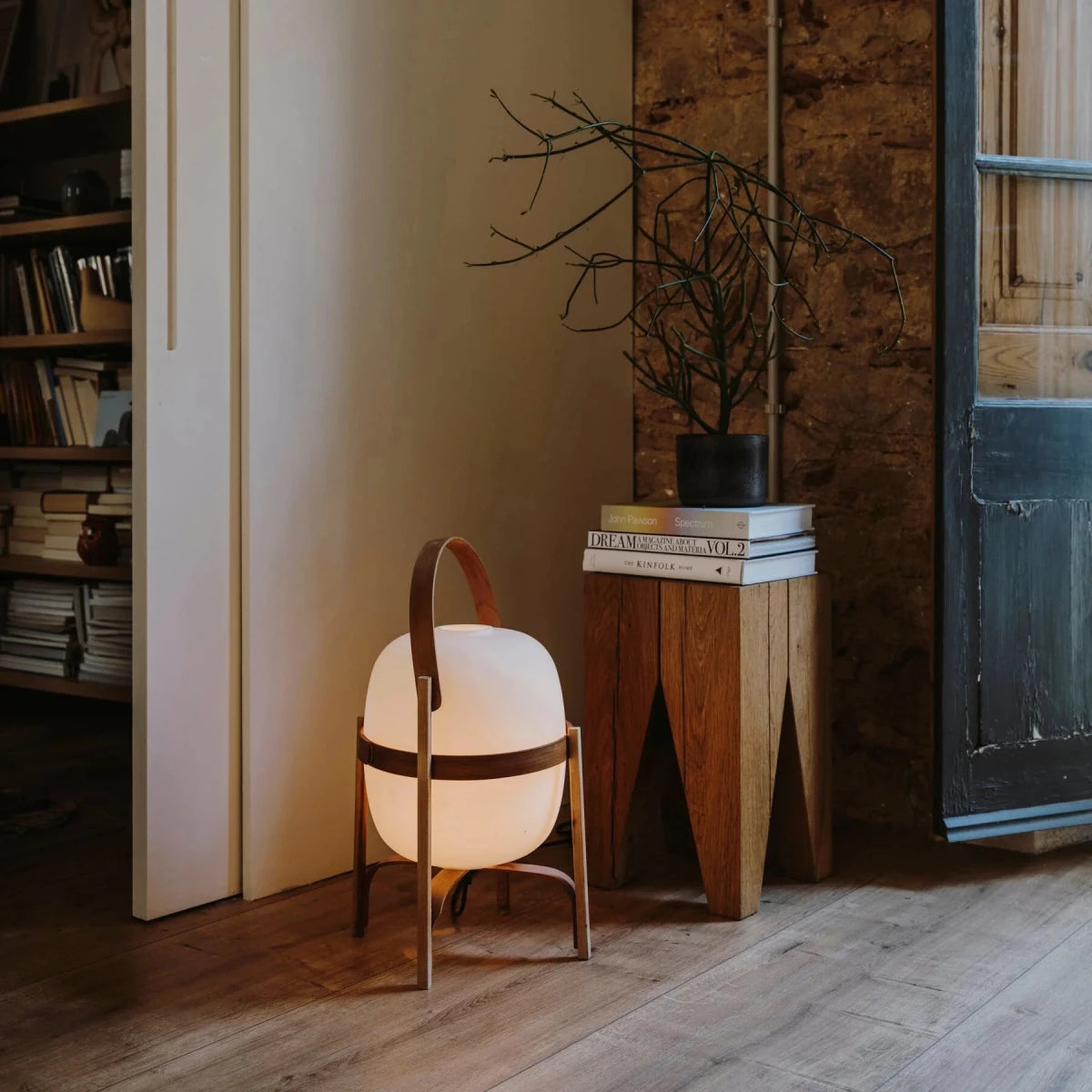 Lampe de Table Bois & Verre — Lampadaire Style Art Déco Simple | SOUCHE™ - Lampes Design