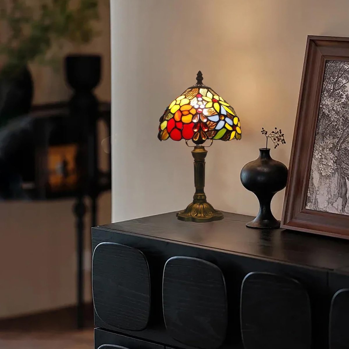 Lampe Tiffany Vitrail Floral — Design Art Nouveau Authentique pour Salon ou Bureau | FLORA™ - Lampes Design