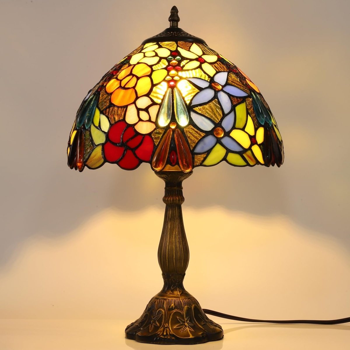 Lampe Tiffany Vitrail Floral — Design Art Nouveau Authentique pour Salon ou Bureau | FLORA™ - Lampes Design