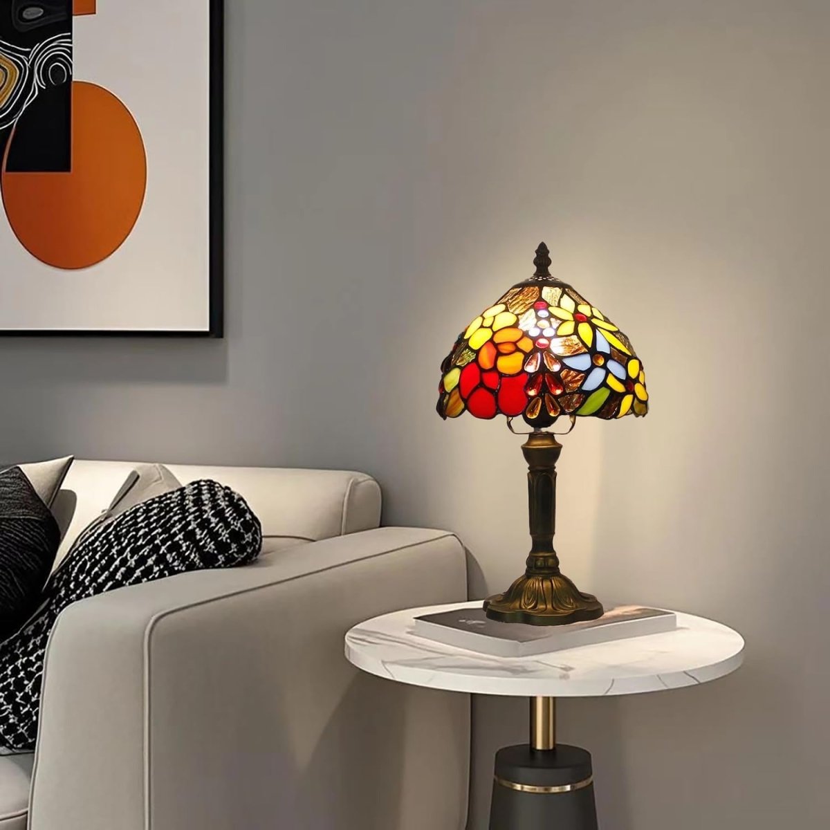 Lampe Tiffany Vitrail Floral — Design Art Nouveau Authentique pour Salon ou Bureau | FLORA™ - Lampes Design