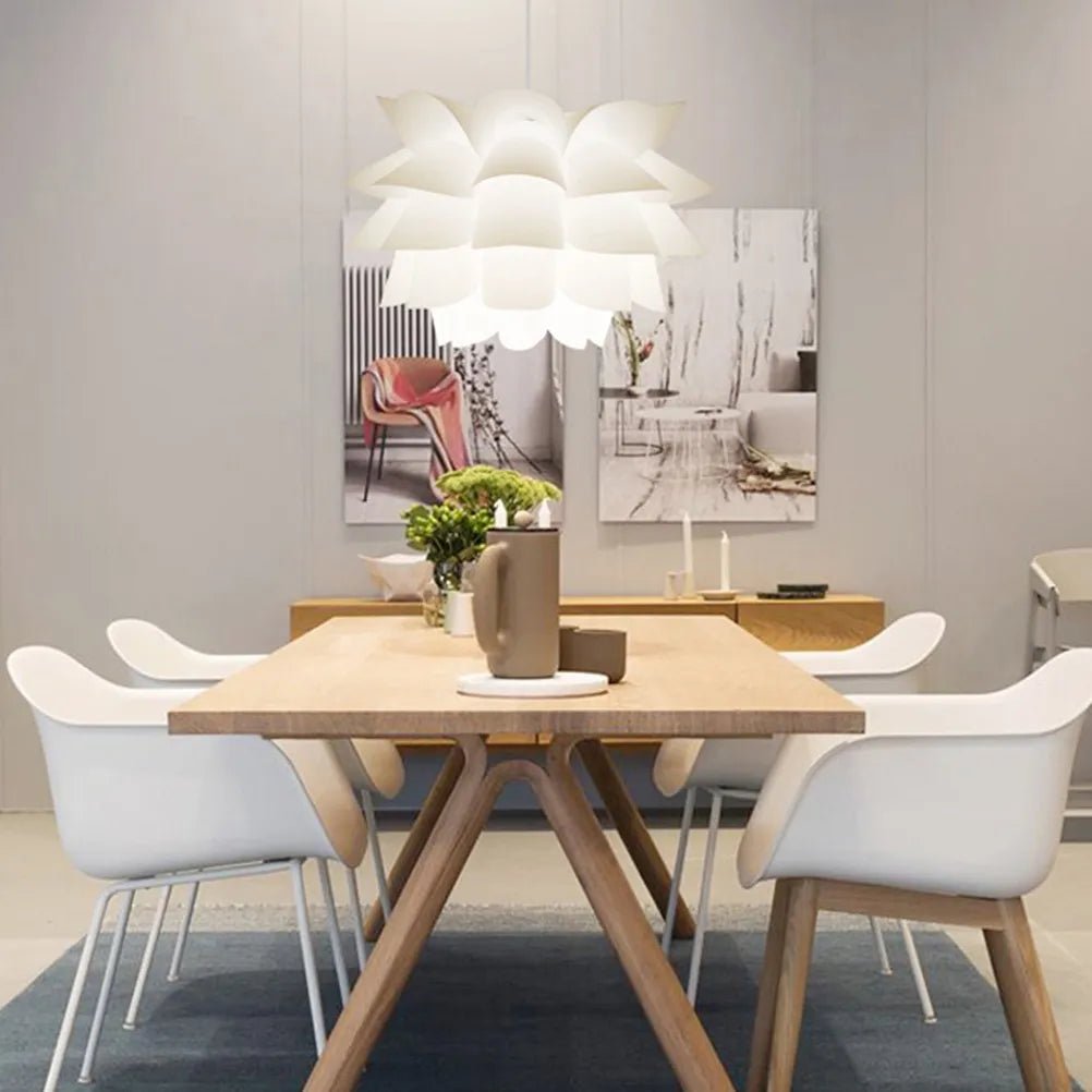 suspension plafond lotus blanc design moderne DIY avec ampoule LED économique