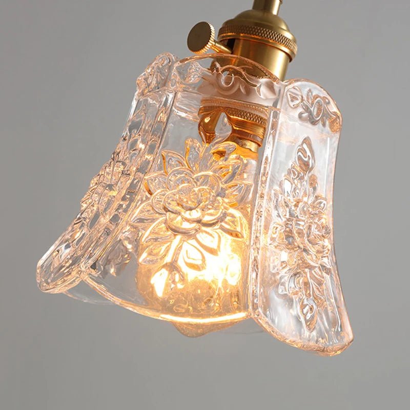 Luminaire Fleur en Verre Texturé et Laiton — Suspension ou Applique | COROLLE™ - Lampes Design