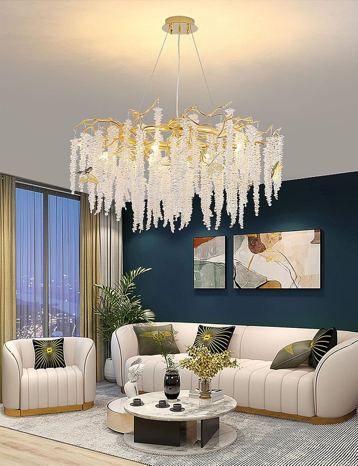 Lustre Cristal Cascade Design Doré - Suspension Luxe | CASCADE - Lampes Design