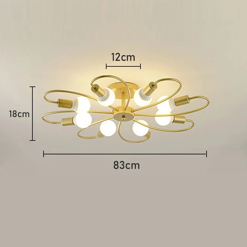 Lustre Industriel Rétro en Fer Forgé — 3, 6 ou 8 Têtes E27 | ATOME™ - Lampes Design