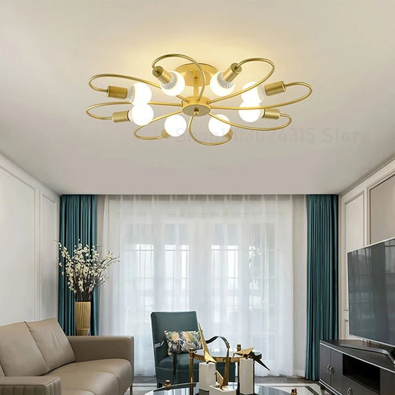 Lustre Industriel Rétro en Fer Forgé — 3, 6 ou 8 Têtes E27 | ATOME™ - Lampes Design