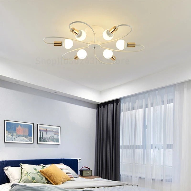 Lustre Industriel Rétro en Fer Forgé — 3, 6 ou 8 Têtes E27 | ATOME™ - Lampes Design