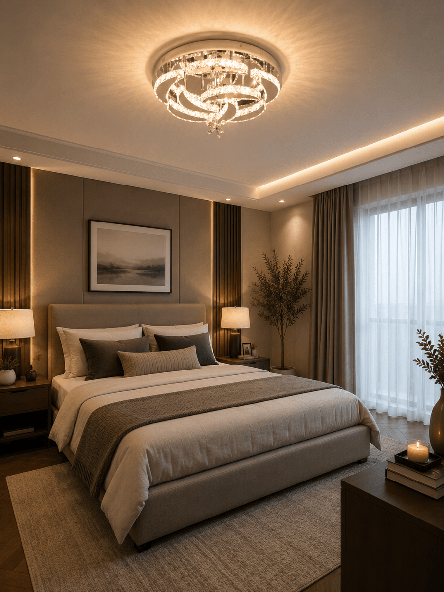Lustre Plafonnier Luxe en Cristal K9 Dimmable — Télécommande Incluse | NIMBUS™ - Lampes Design