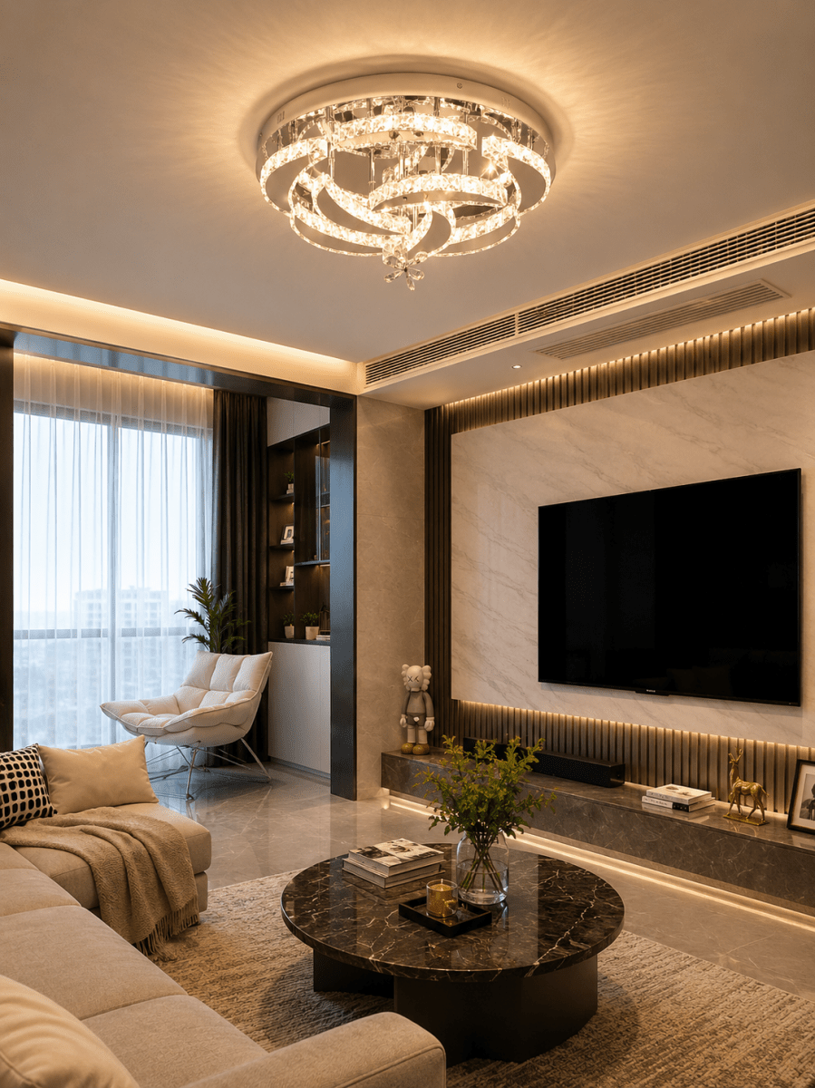 Lustre Plafonnier Luxe en Cristal K9 Dimmable — Télécommande Incluse | NIMBUS™ - Lampes Design