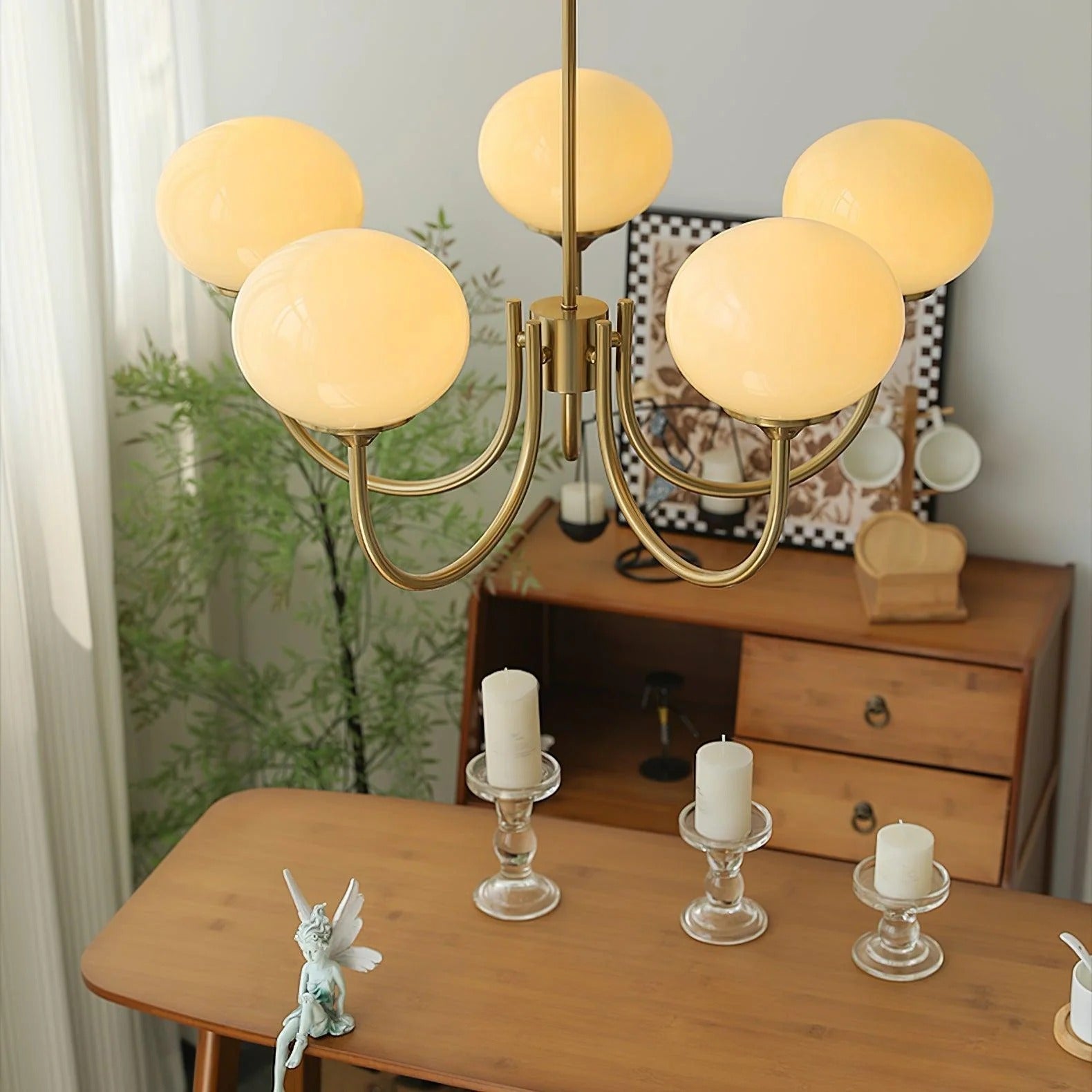 Lustre Suspension Design Globes en Verre et Laiton | Blossom - Lampes Design