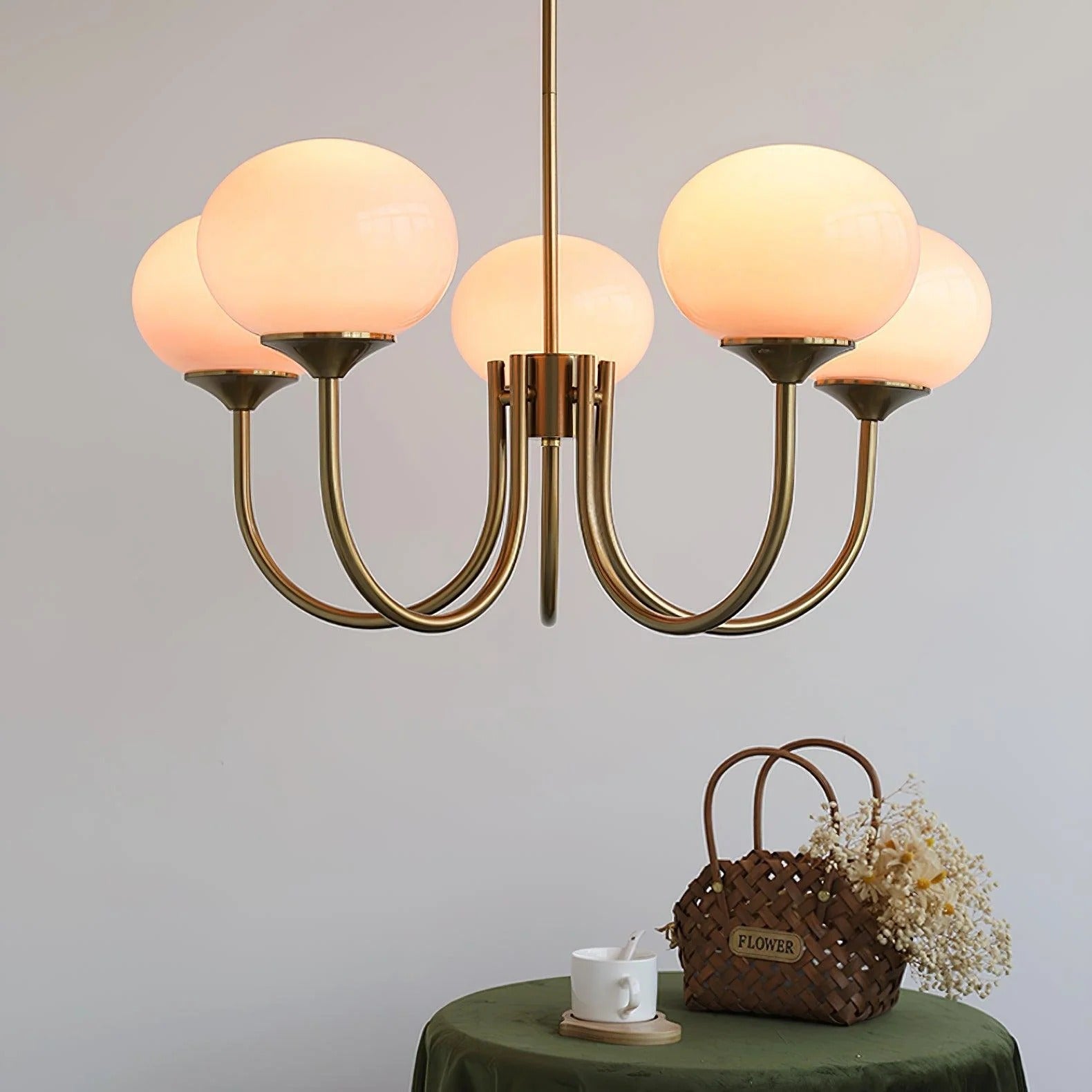 Lustre Suspension Design Globes en Verre et Laiton | Blossom - Lampes Design