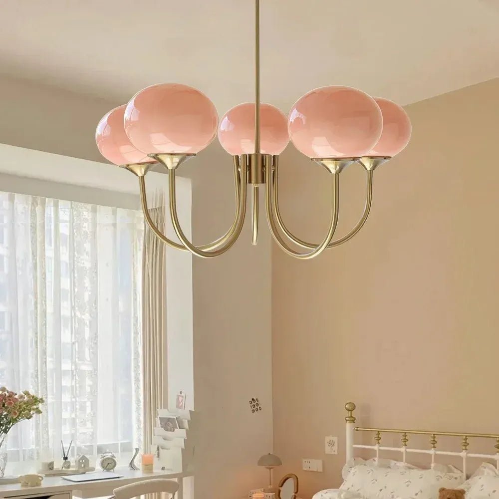 Lustre Suspension Design Globes en Verre et Laiton | Blossom - Lampes Design