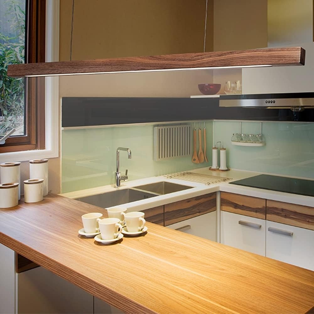 Lustre Suspension Linéaire en Bois Design Minimaliste LED | Linear - Lampes Design