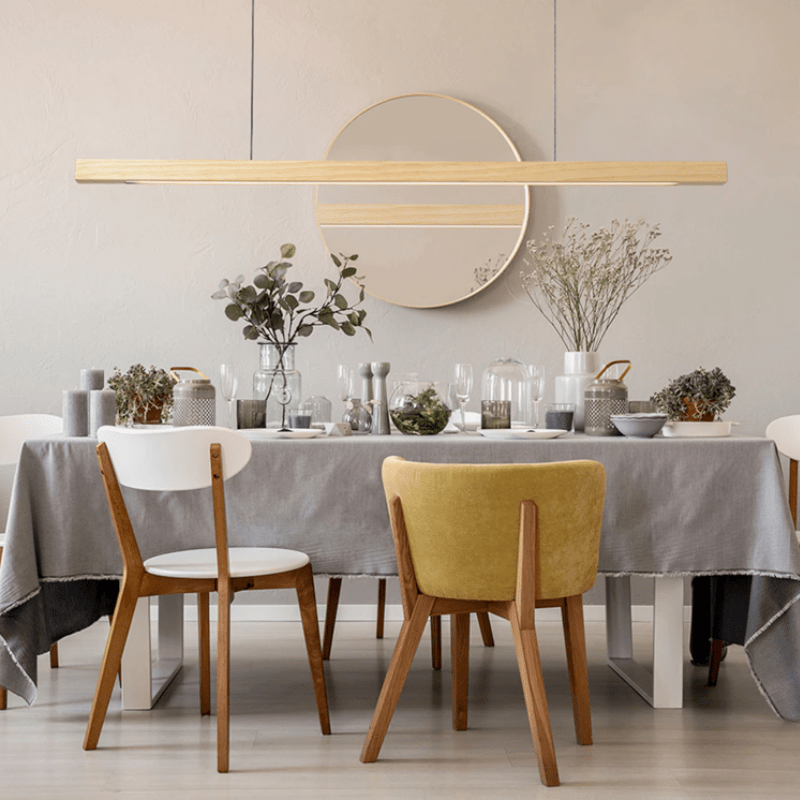 Lustre Suspension Linéaire en Bois Design Minimaliste LED | Linear - Lampes Design
